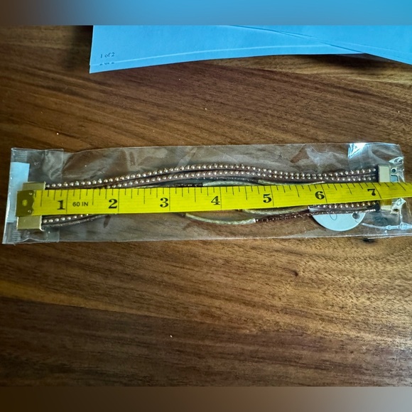 Brown Gold Multi Strand Magnetic Leather Wrap Bracelet - Picture 4 of 4